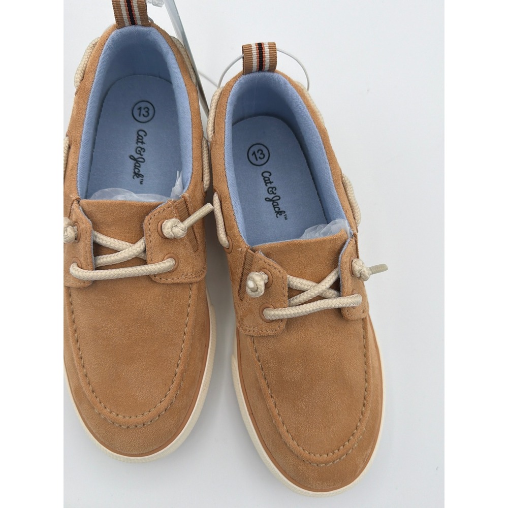 Cat & Jack Kids Reece Boat Shoe Sneakers Beige Tan Size 13 NIB - Picture 2 of 5